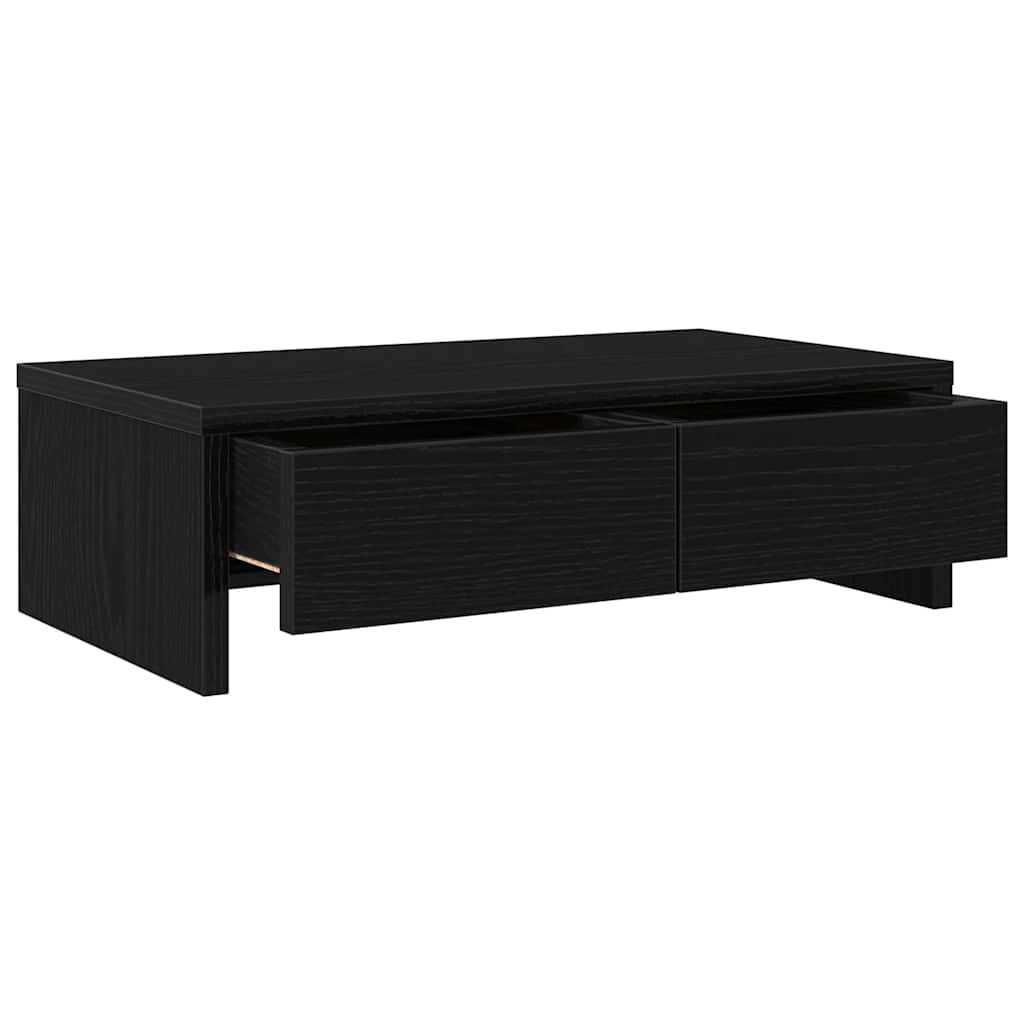 Monitor Stand with Drawers Black Oak 50x27x15cm Engineered Wood