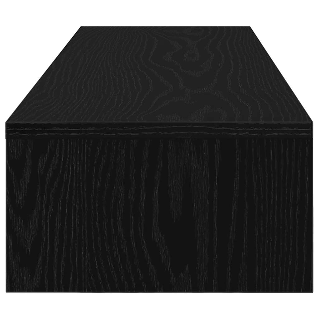 Monitor Stand with Drawers Black Oak 100x27x15 cm