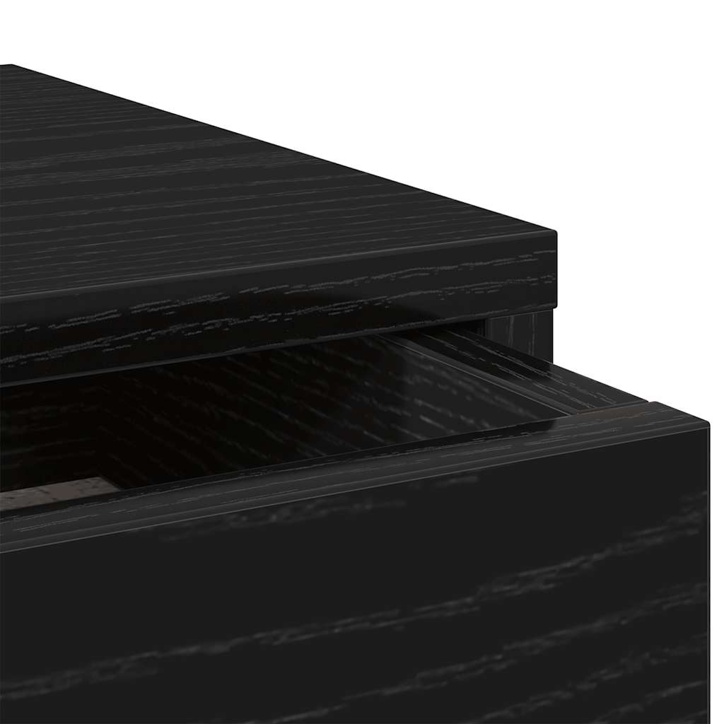 Monitor Stand with Drawers Black Oak 100x27x15 cm