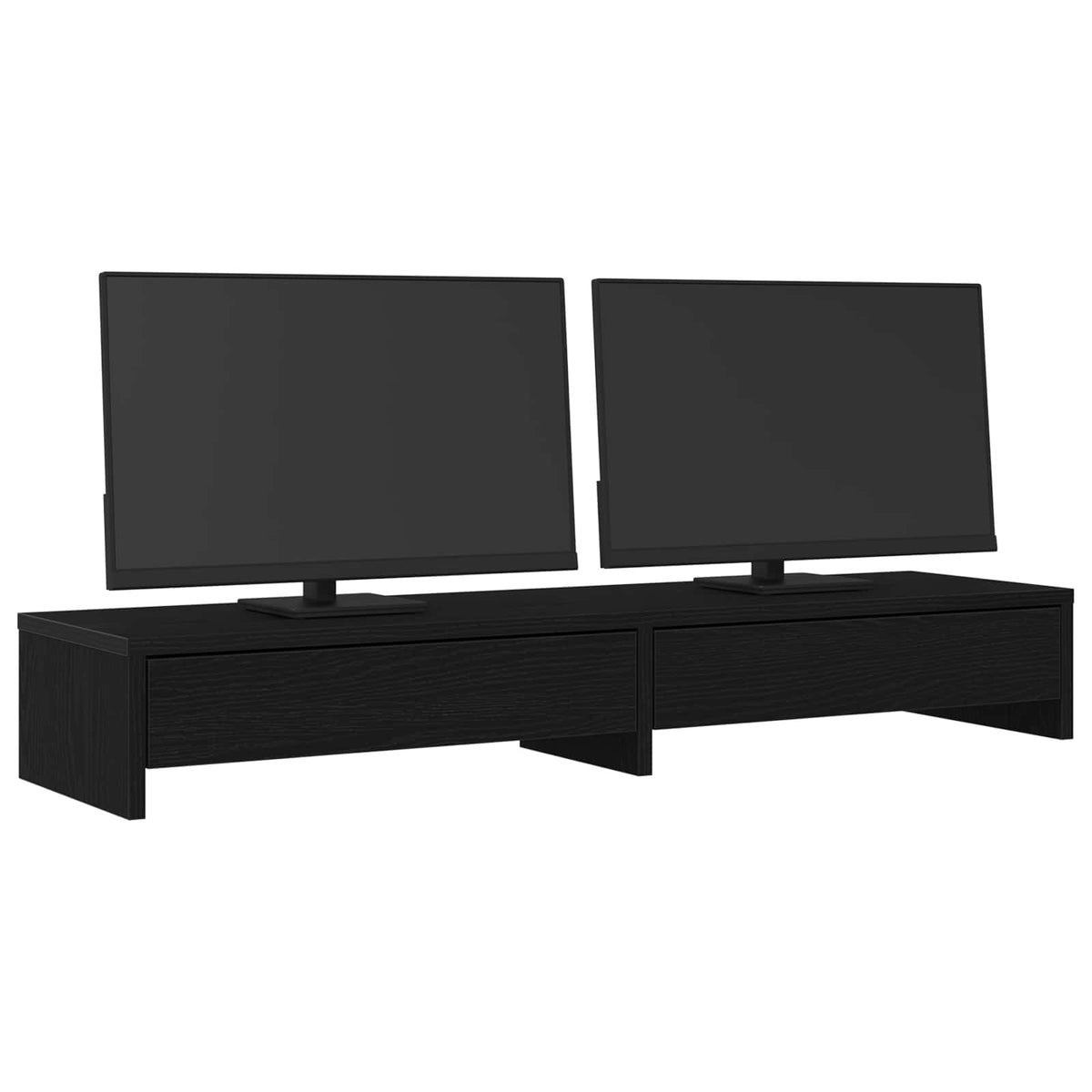 Monitor Stand with Drawers Black Oak 100x27x15 cm