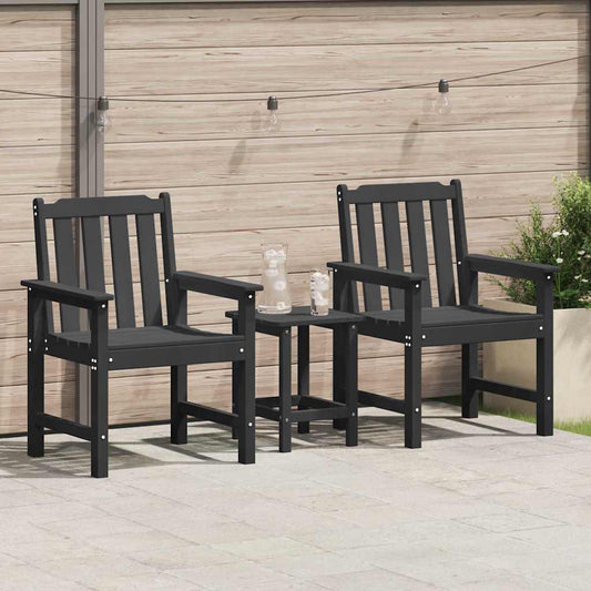 Garden Dining Chair 2 pcs Black HDPE