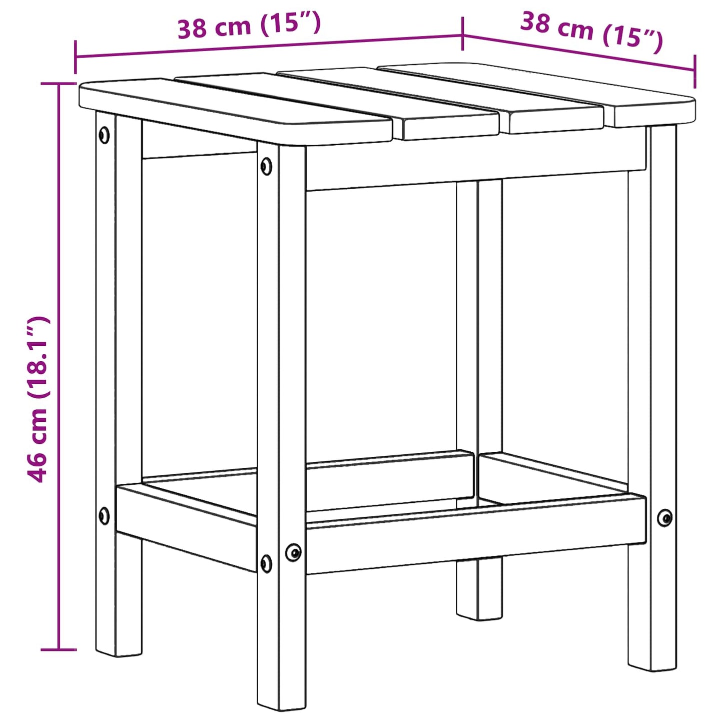 Side Table White 38 x 38 x 46 cm Polyethylene