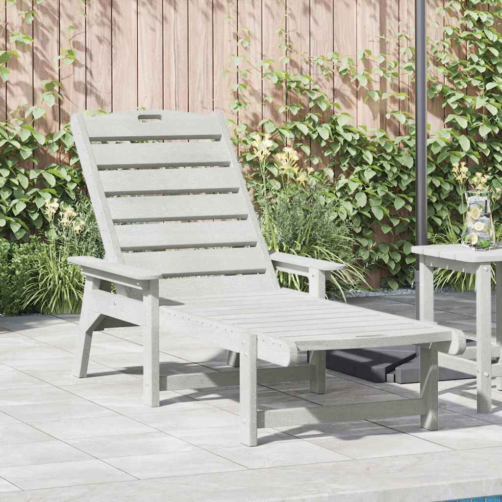Sun Lounger White 195.5 x 53 x 98.5 cm HDPE