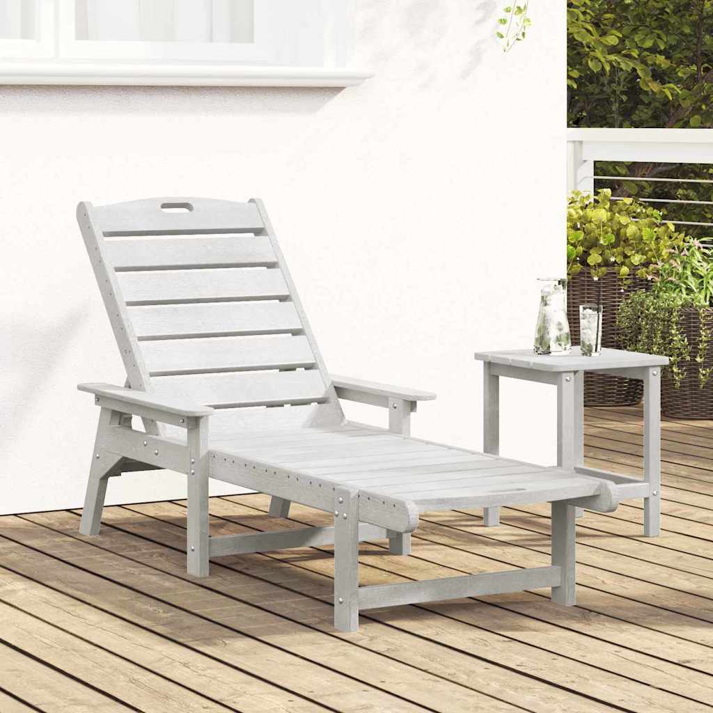 Sun Lounger White 195.5 x 53 x 98.5 cm HDPE