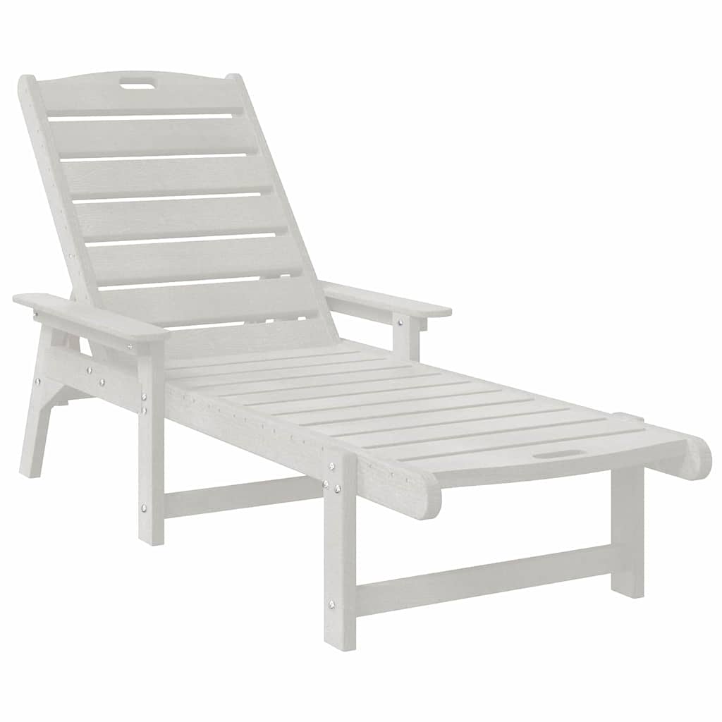 Sun Lounger White 195.5 x 53 x 98.5 cm HDPE