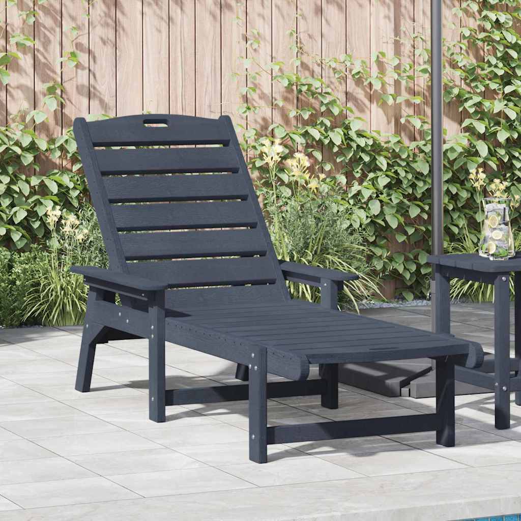 Sun Lounger Navy Blue 195.5 x 53 x 98.5 cm HDPE