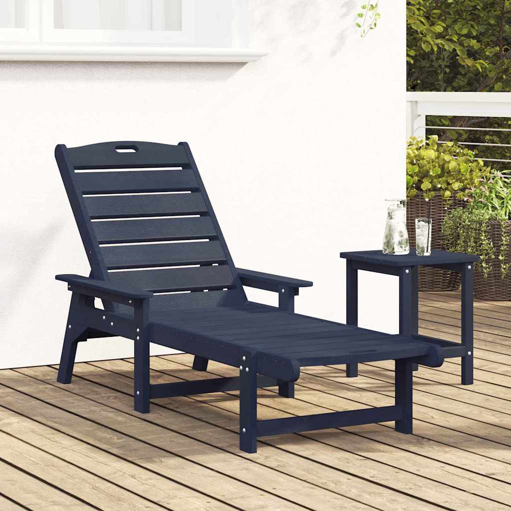 Sun Lounger Navy Blue 195.5 x 53 x 98.5 cm HDPE