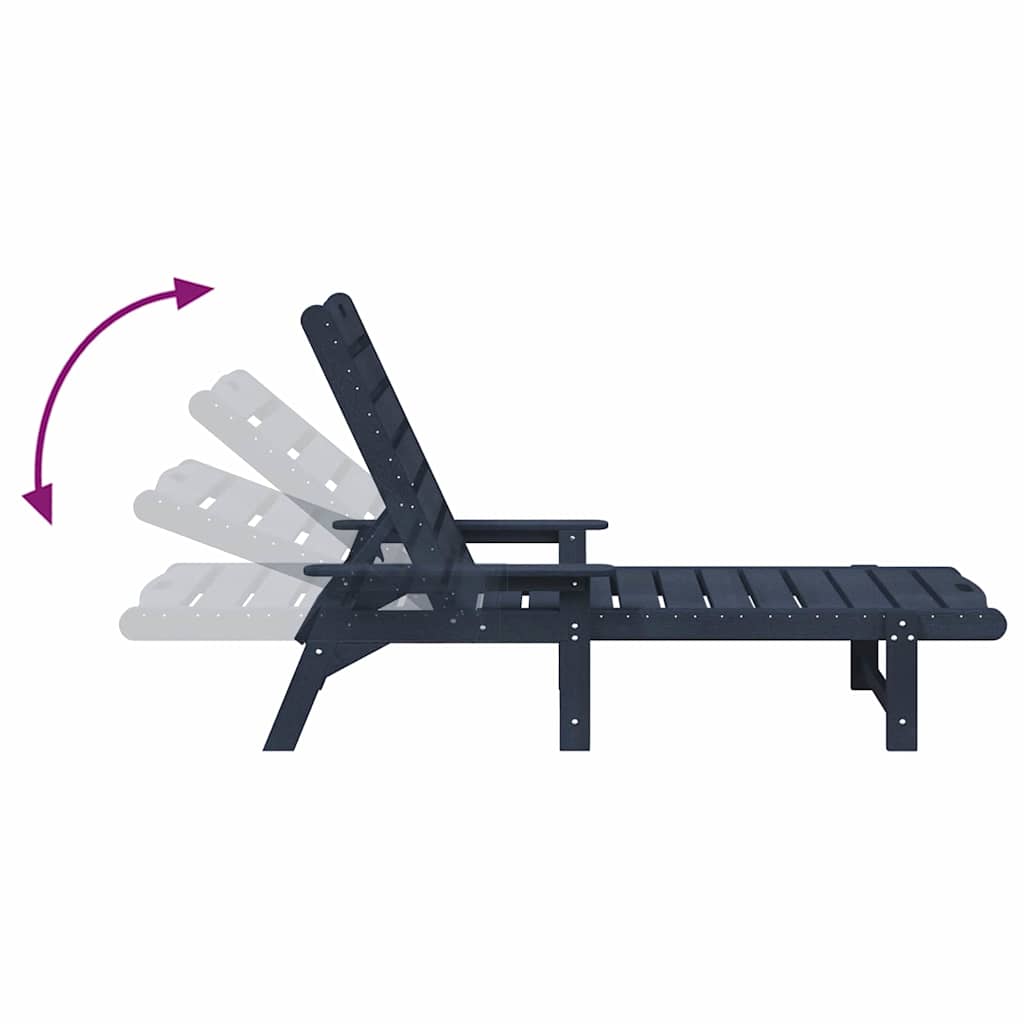 Sun Lounger Navy Blue 195.5 x 53 x 98.5 cm HDPE