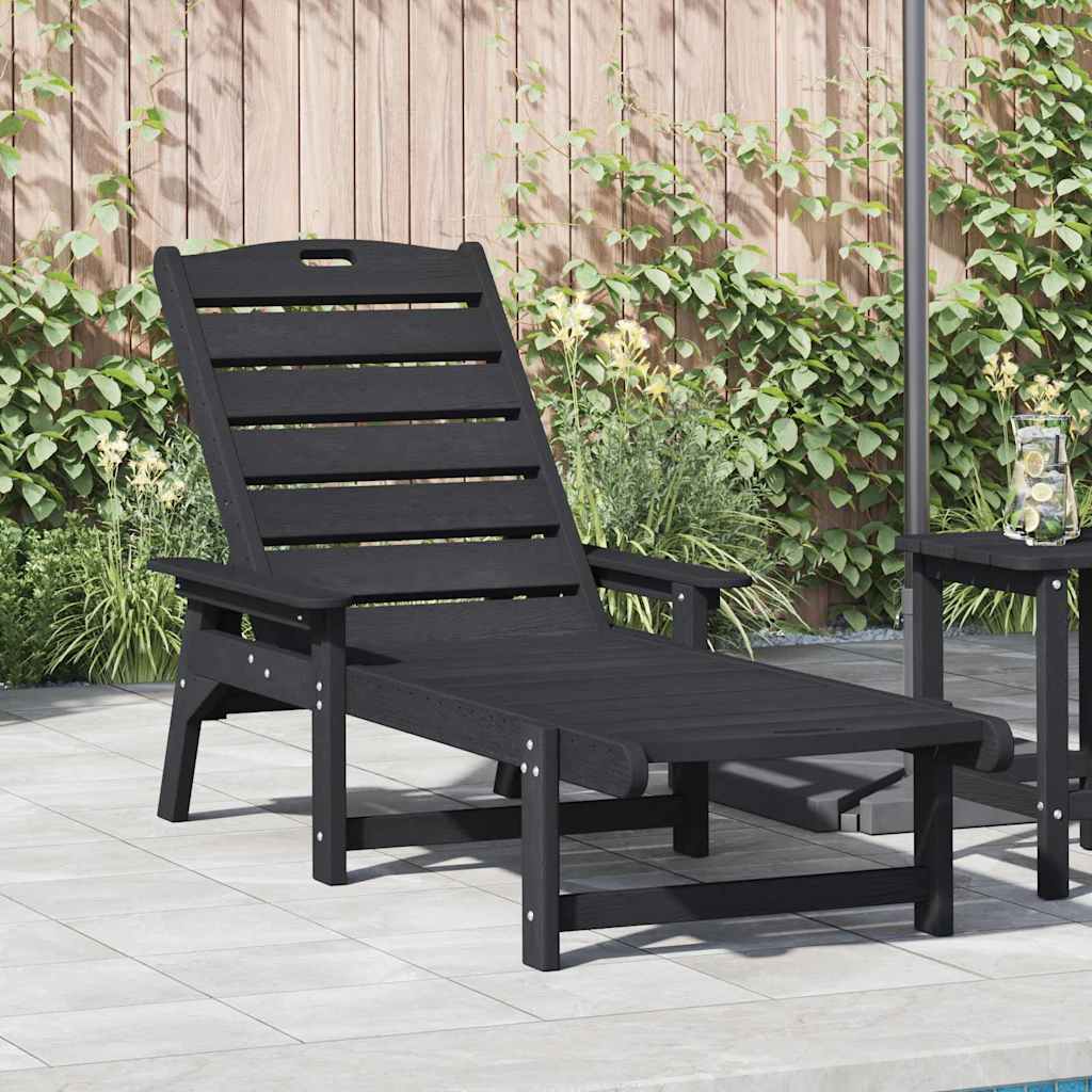 Sun Lounger Black 195.5 x 53 x 98.5 cm HDPE