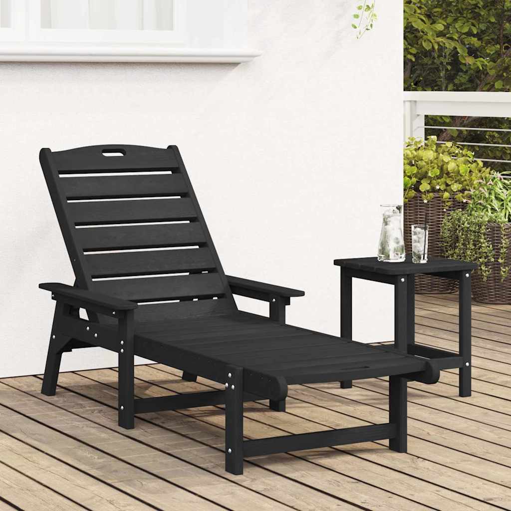 Sun Lounger Black 195.5 x 53 x 98.5 cm HDPE