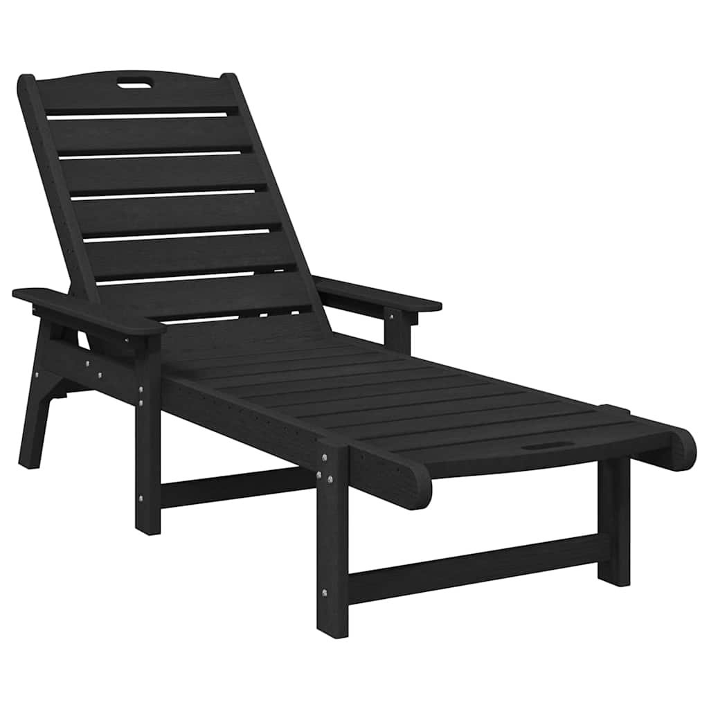 Sun Lounger Black 195.5 x 53 x 98.5 cm HDPE
