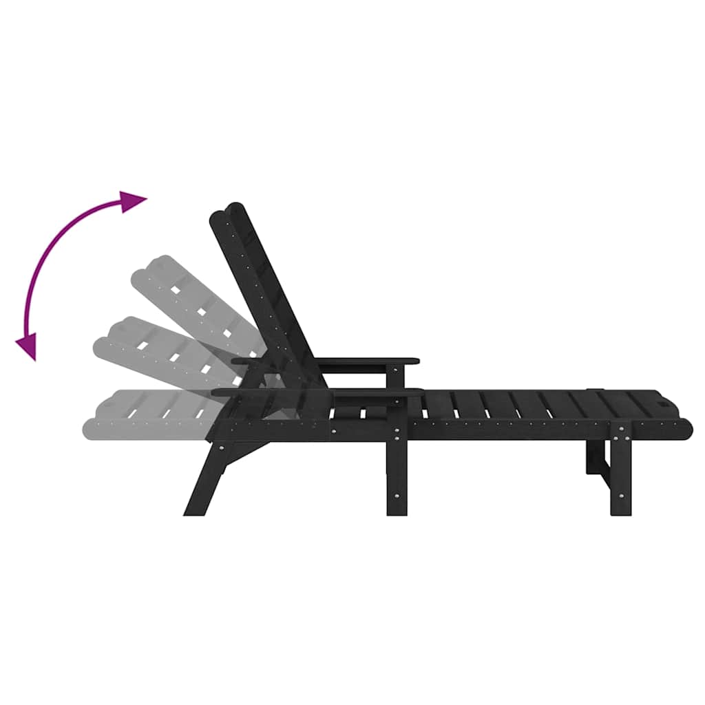 Sun Lounger Black 195.5 x 53 x 98.5 cm HDPE