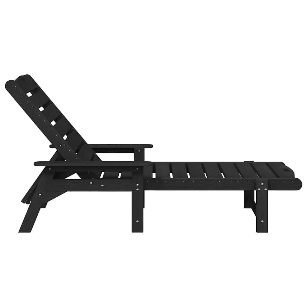 Sun Lounger Black 195.5 x 53 x 98.5 cm HDPE