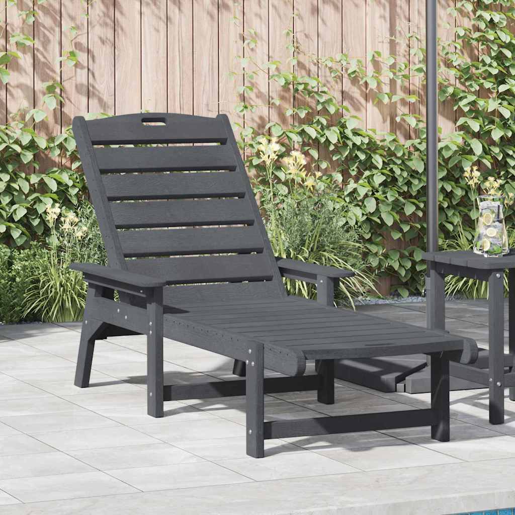 Sun Lounger Light Grey 195.5 x 53 x 98.5 cm HDPE
