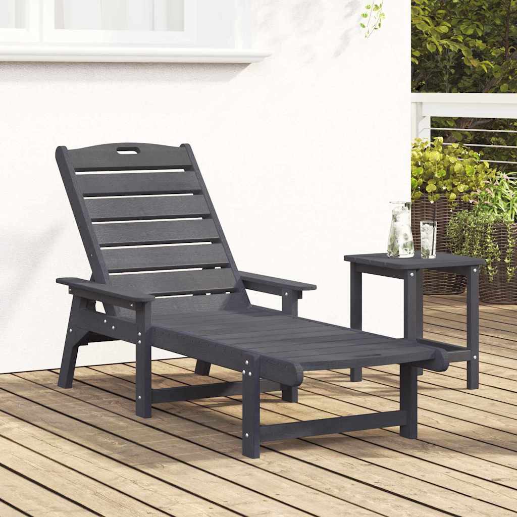 Sun Lounger Light Grey 195.5 x 53 x 98.5 cm HDPE