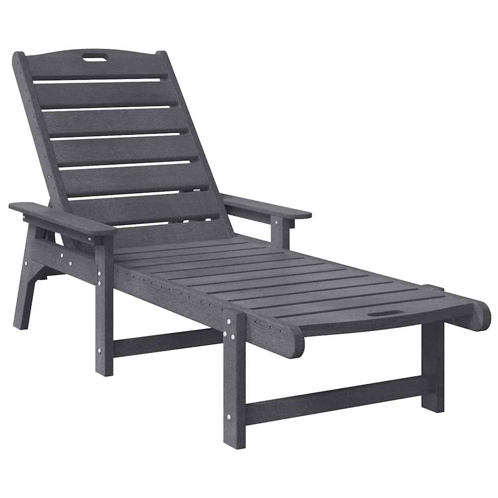 Sun Lounger Light Grey 195.5 x 53 x 98.5 cm HDPE