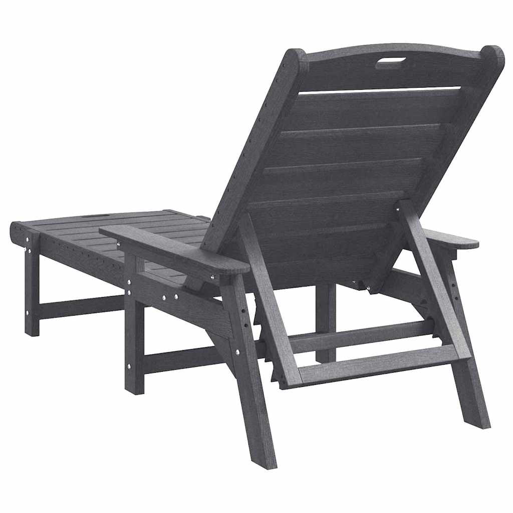 Sun Lounger Light Grey 195.5 x 53 x 98.5 cm HDPE