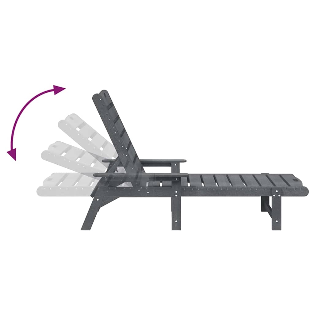 Sun Lounger Light Grey 195.5 x 53 x 98.5 cm HDPE