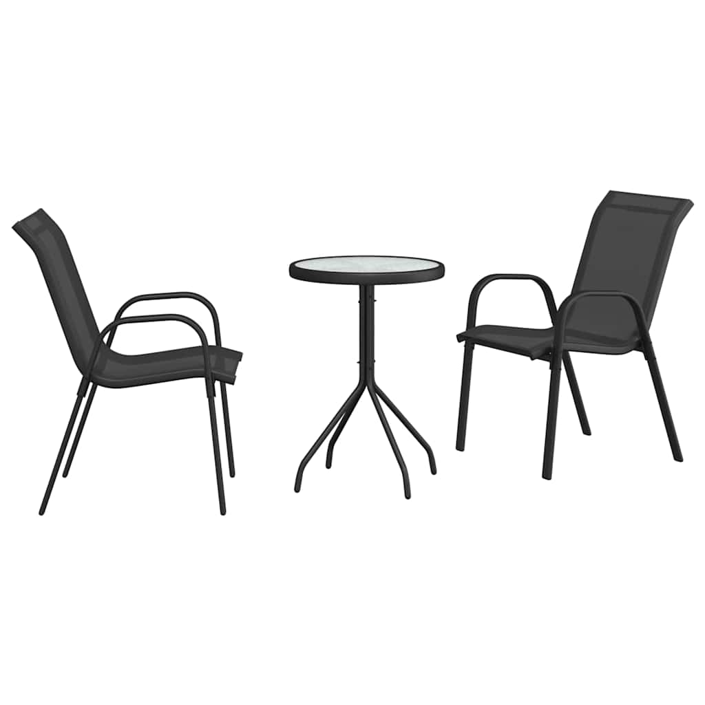 Garden Bistro Set 3 pcs Black Steel