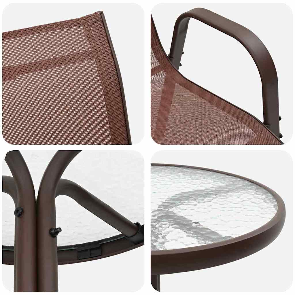 Garden Bistro Set 3 pcs Brown Steel