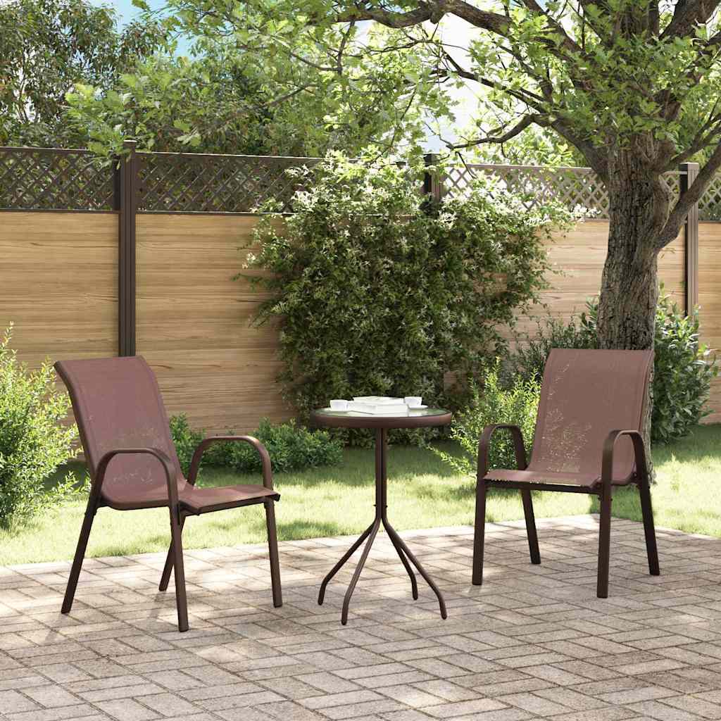 Garden Bistro Set 3 pcs Brown Steel