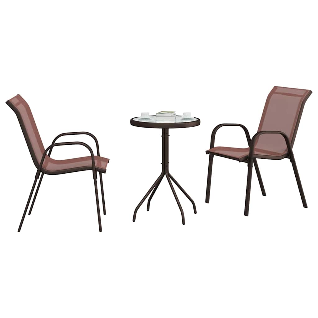 Garden Bistro Set 3 pcs Brown Steel
