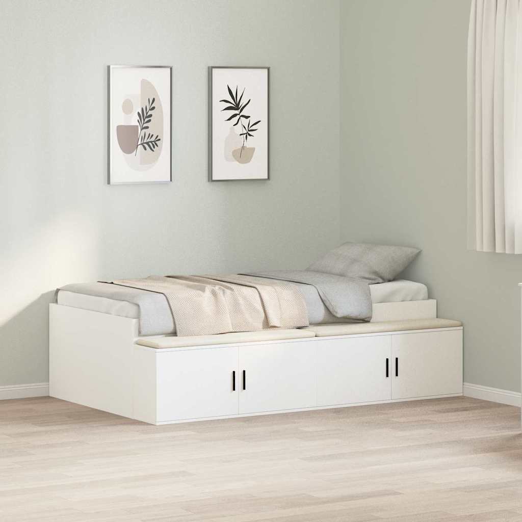 Bed Frame with Drawer White 90 x 200 cm Engineered Wood
