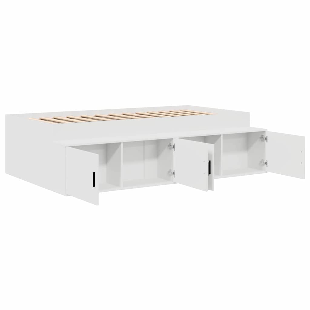 Bed Frame with Drawer White 90 x 200 cm Engineered Wood