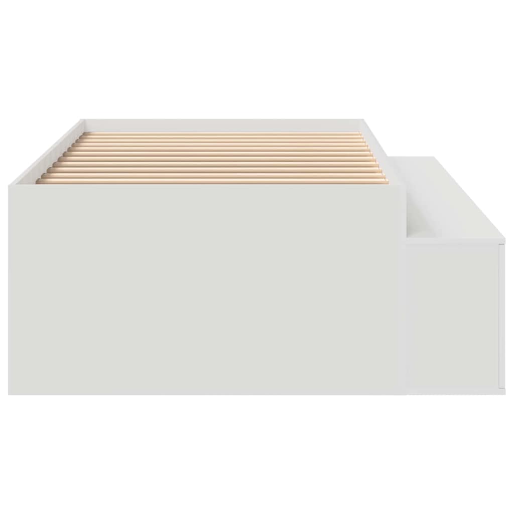 Bed Frame with Drawer White 90 x 200 cm Engineered Wood