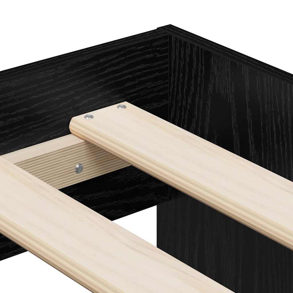 Bed Frame with Drawer Black Oak 90 x 200 cm Engineered Wood