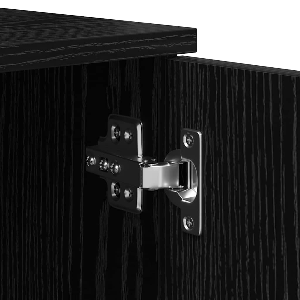 Bed Frame with Drawer Black Oak 90 x 200 cm Engineered Wood