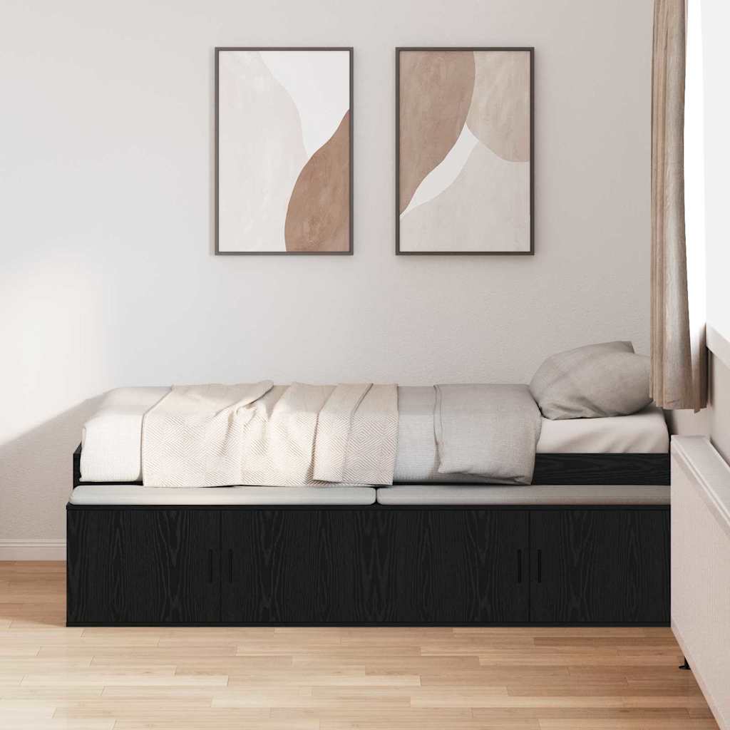 Bed Frame with Drawer Black Oak 90 x 200 cm Engineered Wood