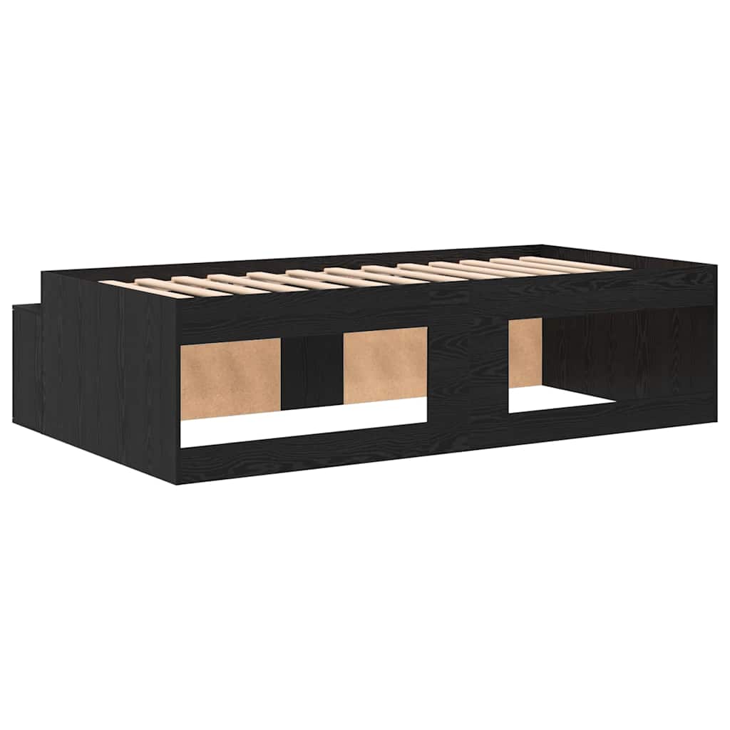 Bed Frame with Drawer Black Oak 90 x 200 cm Engineered Wood