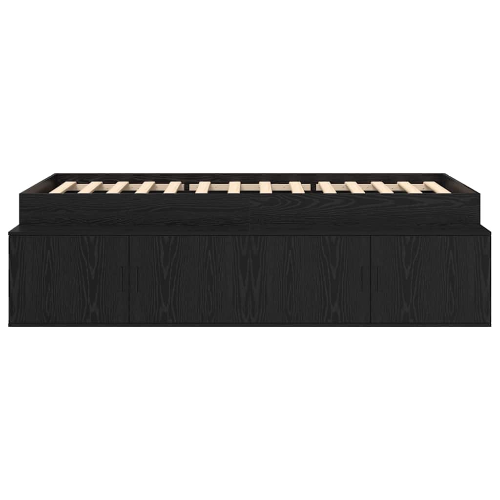 Bed Frame with Drawer Black Oak 90 x 200 cm Engineered Wood