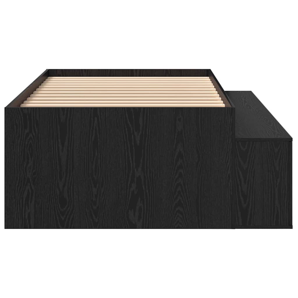Bed Frame with Drawer Black Oak 90 x 200 cm Engineered Wood