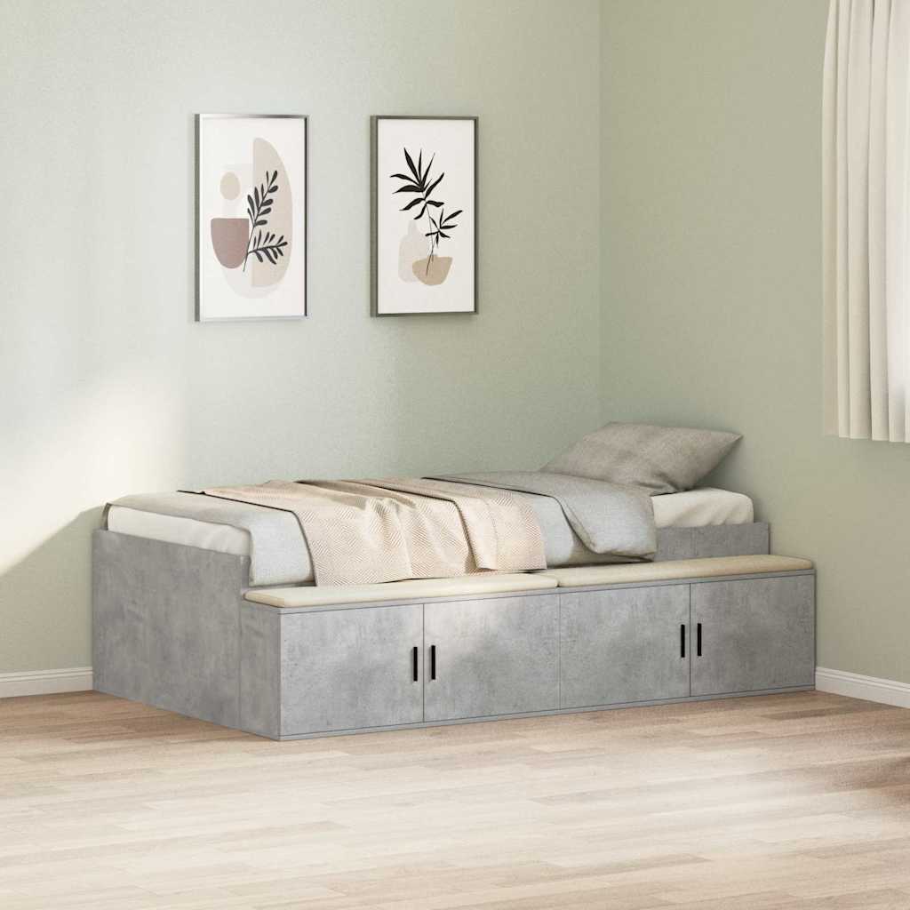 Bed Frame with Drawer Concrete Grey 90 x 200 cm Engineered Wood