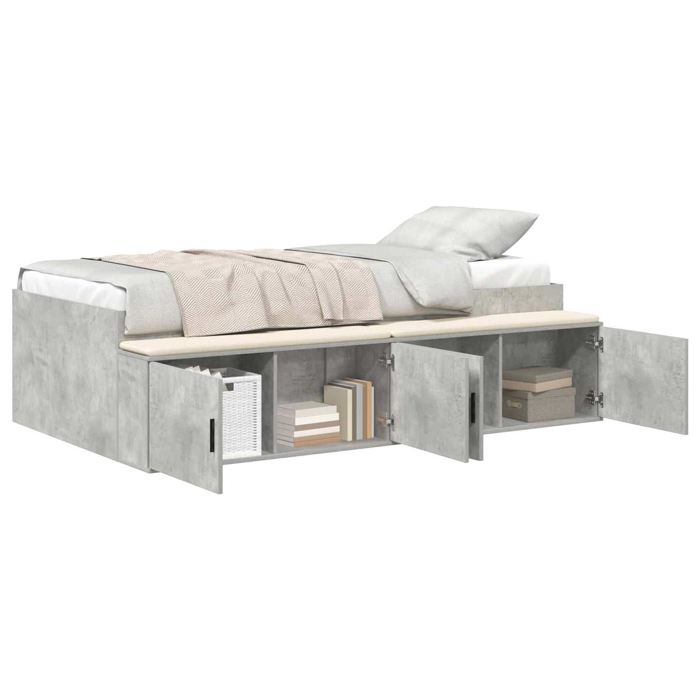 Bed Frame with Drawer Concrete Grey 90 x 200 cm Engineered Wood