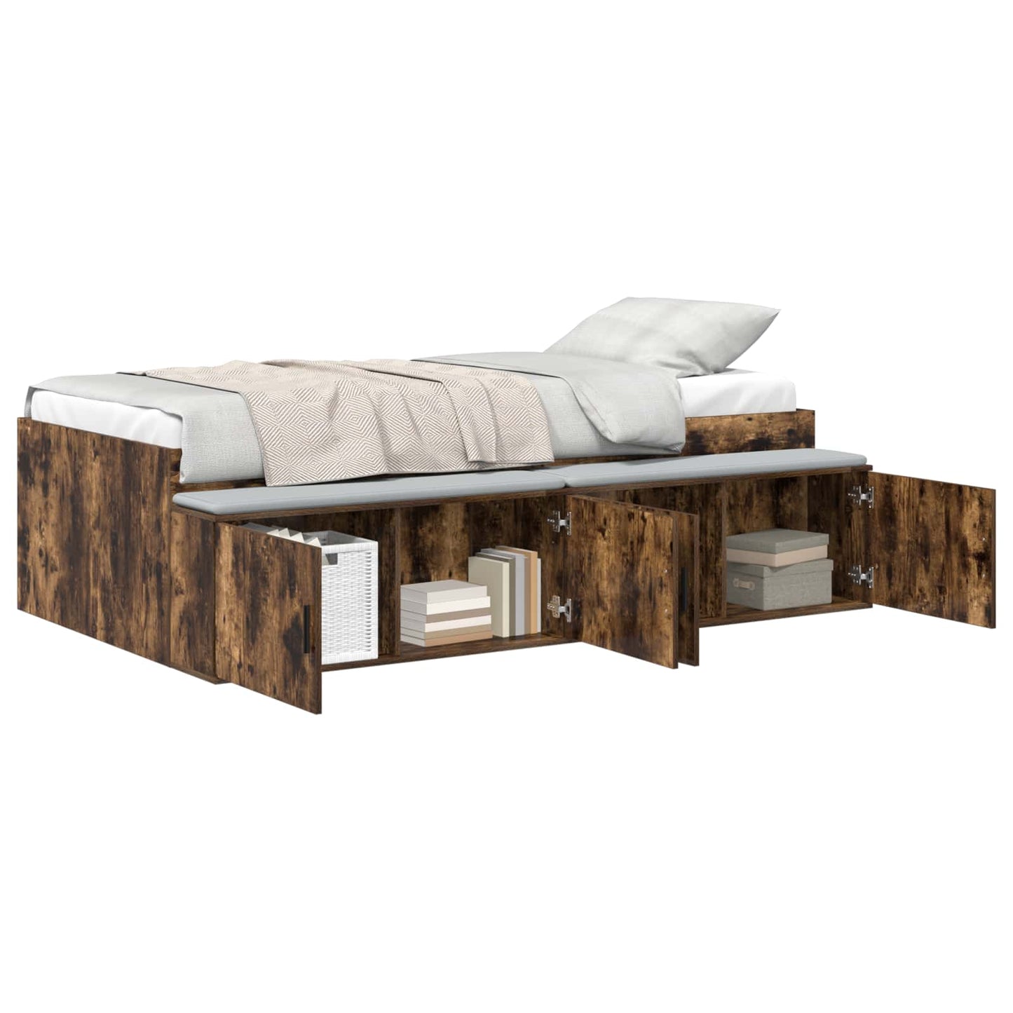 Bed Frame with Drawer Smoked Oak 90 x 200 cm Engineered Wood