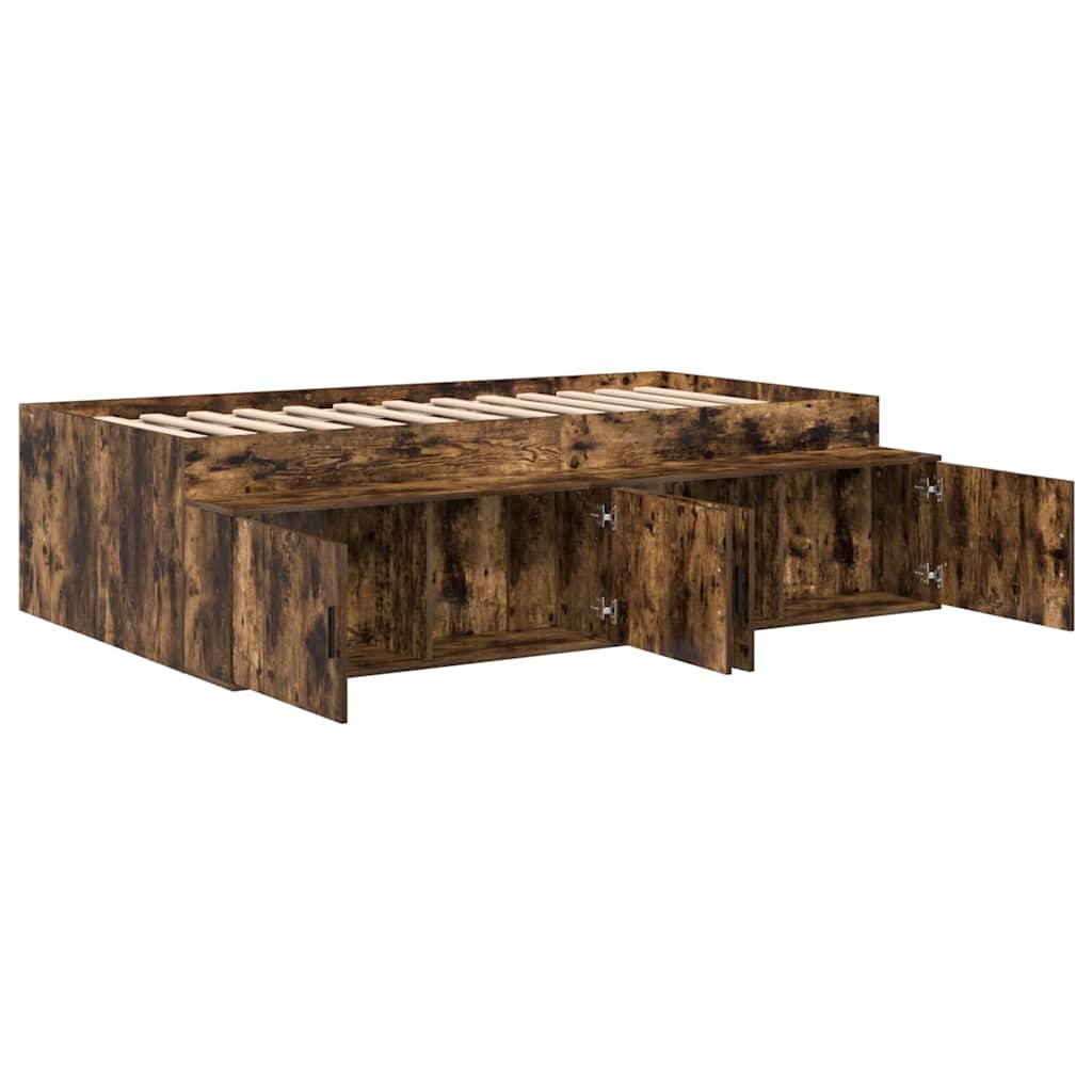 Bed Frame with Drawer Smoked Oak 90 x 200 cm Engineered Wood