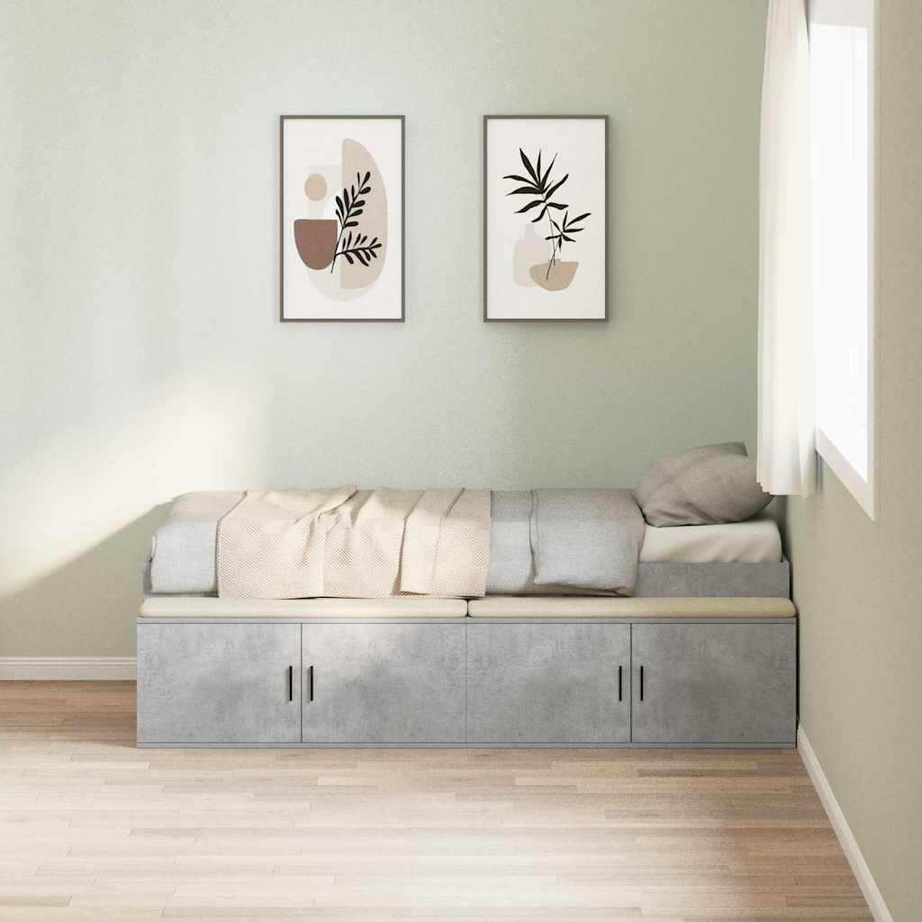 Bed Frame with Drawer Concrete Grey 80 x 200 cm Engineered Wood
