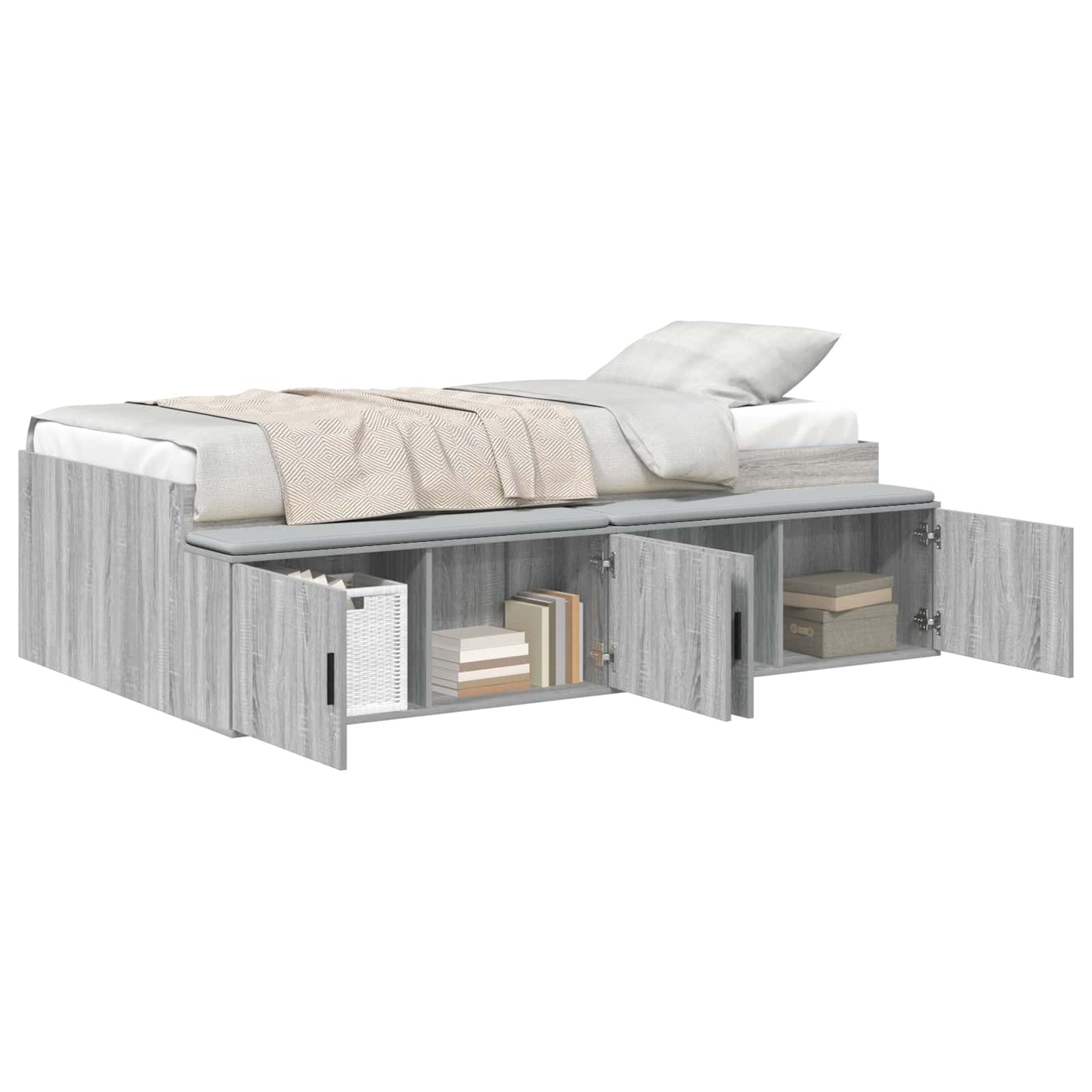 Bed Frame with Drawer Grey Sonoma 80 x 200 cm Engineered Wood