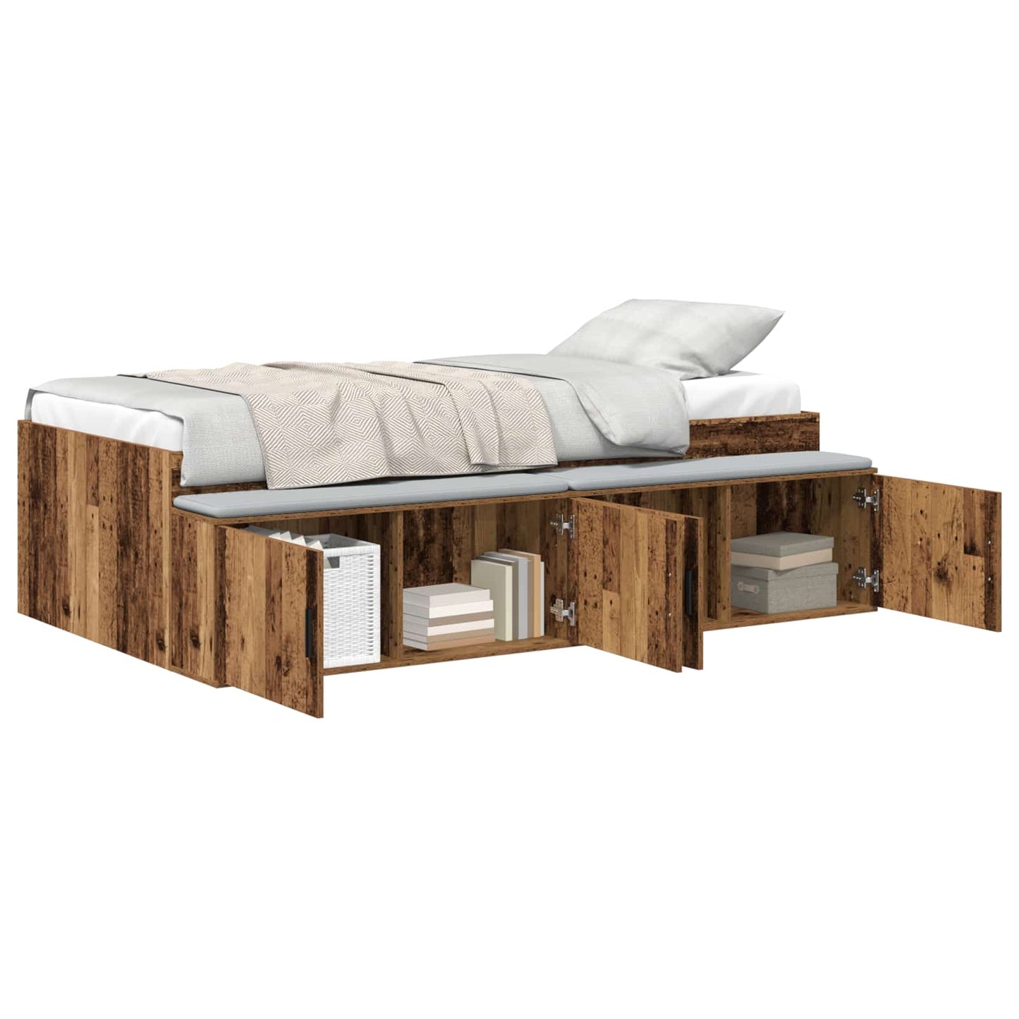 Bed Frame with Drawer Old Wood 80 x 200 cm Engineered Wood