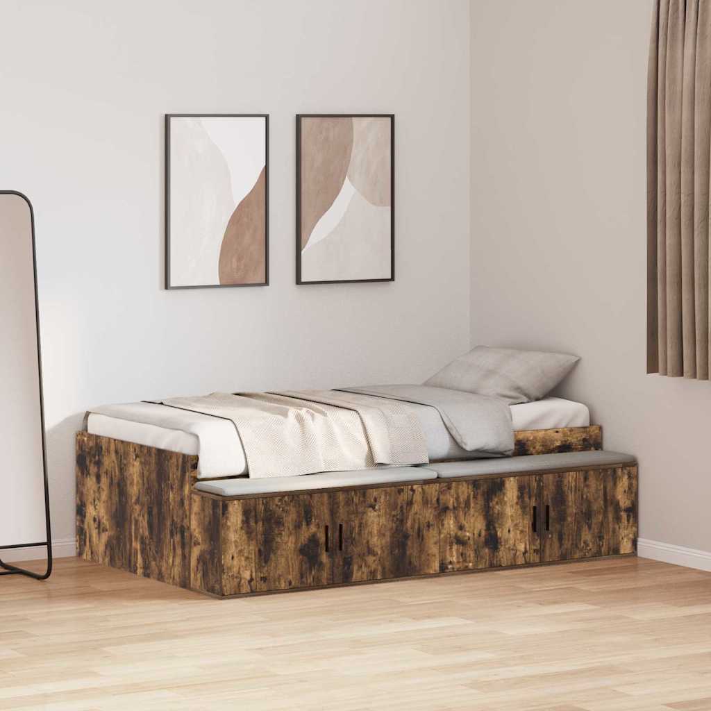 Bed Frame with Drawer Smoked Oak 90 x 190 cm Engineered Wood
