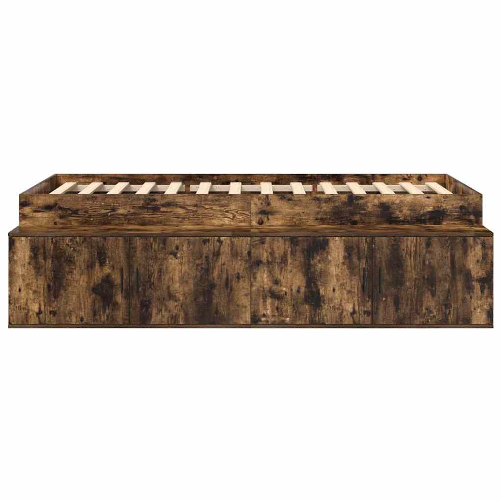 Bed Frame with Drawer Smoked Oak 90 x 190 cm Engineered Wood