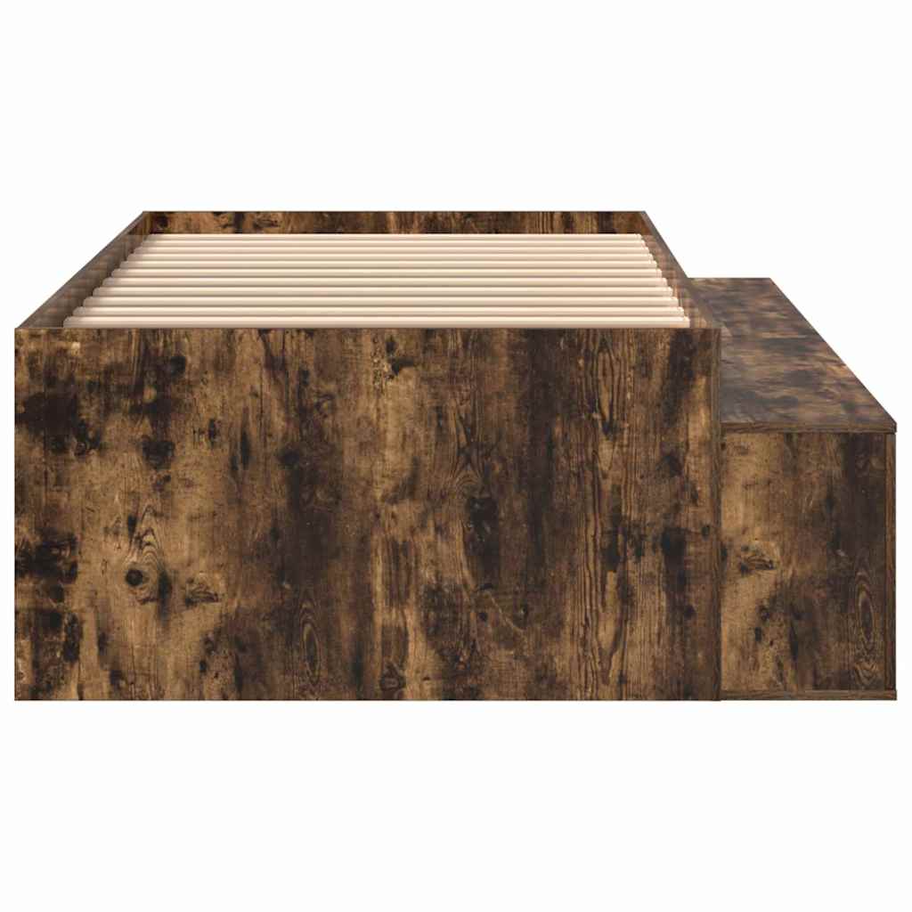 Bed Frame with Drawer Smoked Oak 90 x 190 cm Engineered Wood