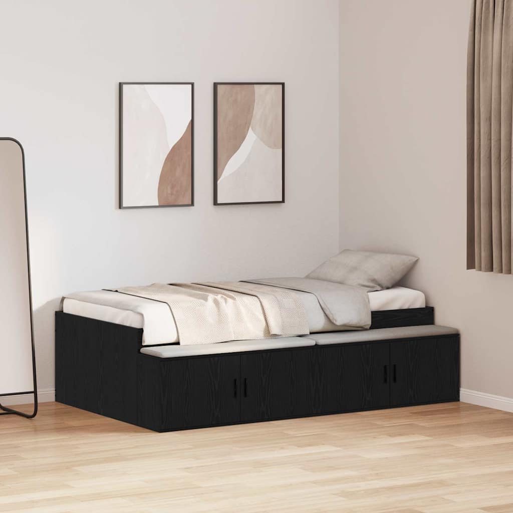 Bed Frame with Drawer Black Oak 70 x 190 cm Engineered Wood