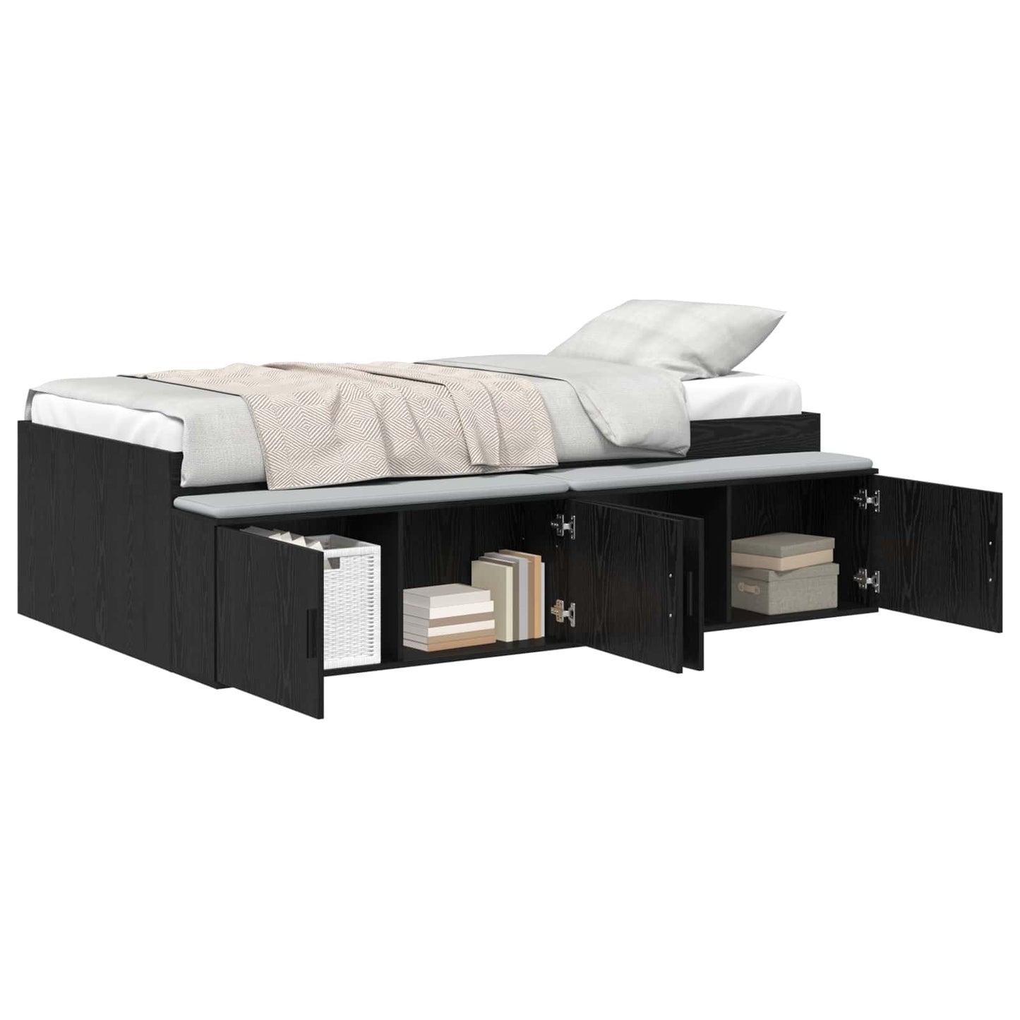 Bed Frame with Drawer Black Oak 70 x 190 cm Engineered Wood