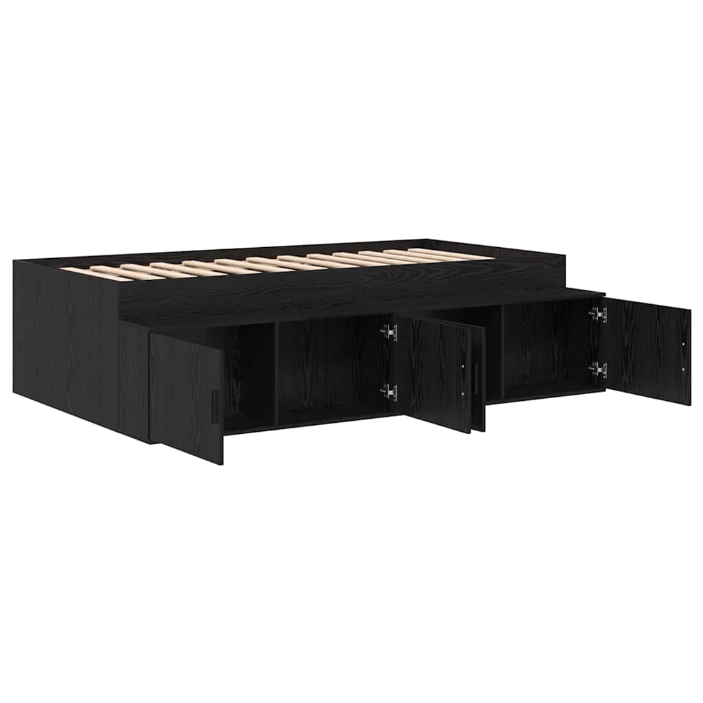 Bed Frame with Drawer Black Oak 70 x 190 cm Engineered Wood