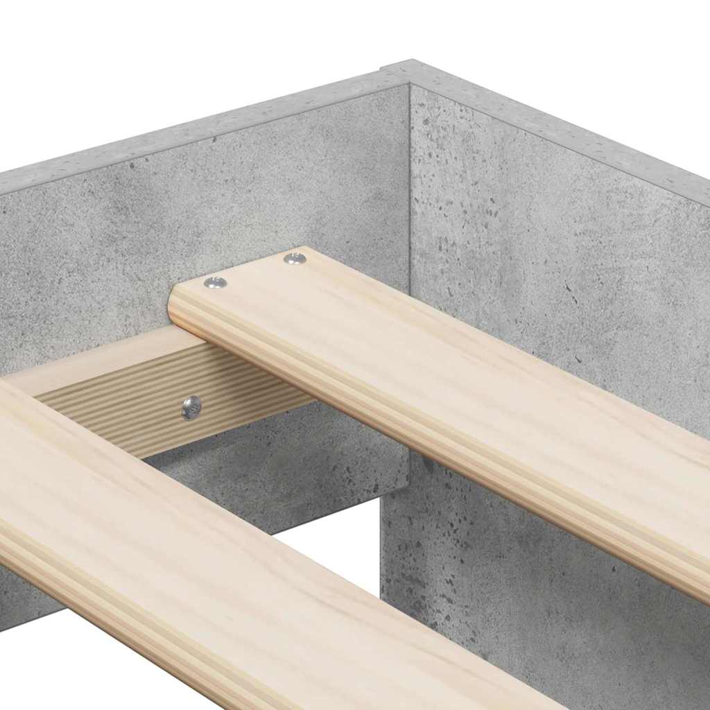 Bed Frame with Drawer Concrete Grey 70 x 190 cm Engineered Wood