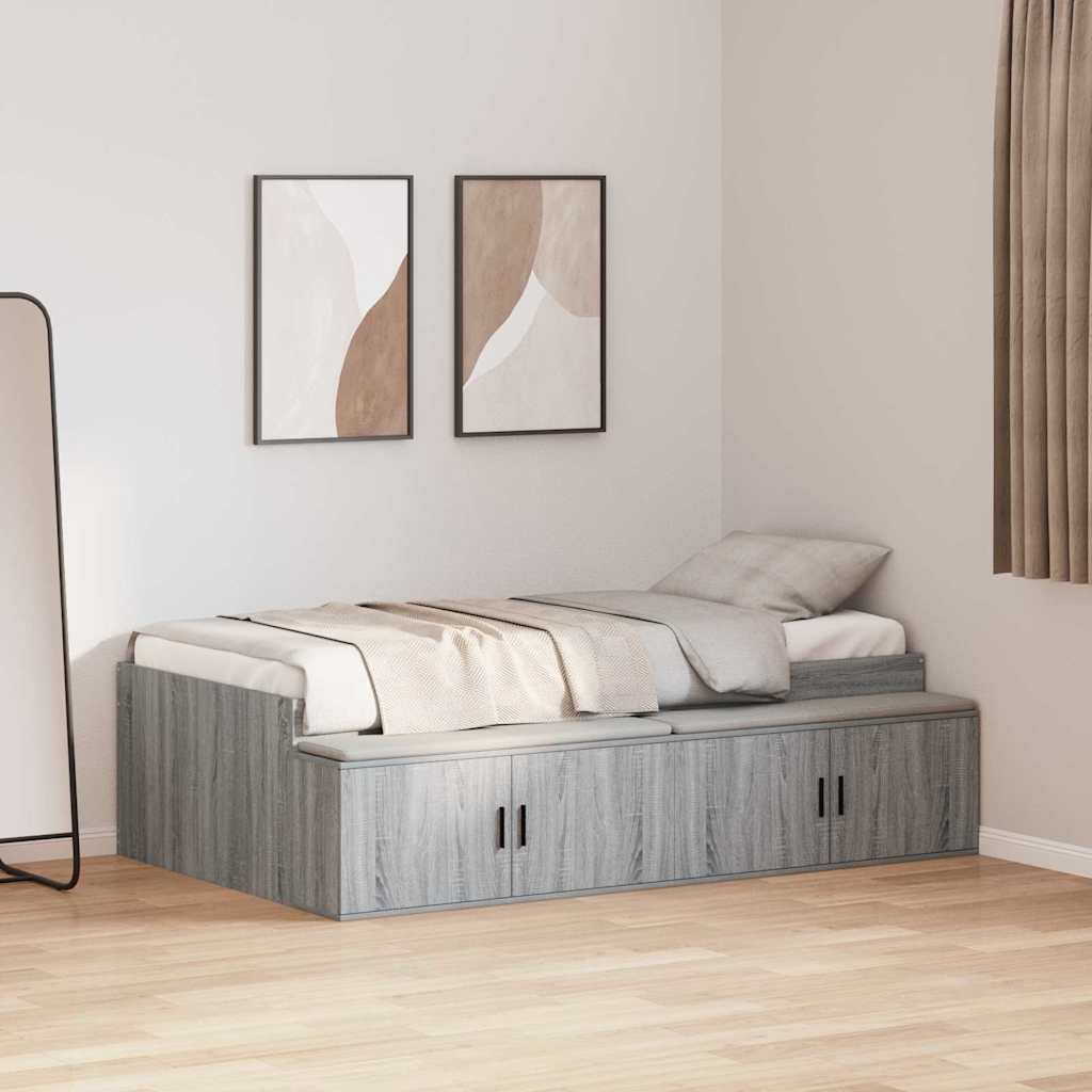 Bed Frame with Drawer Grey Sonoma 70 x 190 cm Engineered Wood